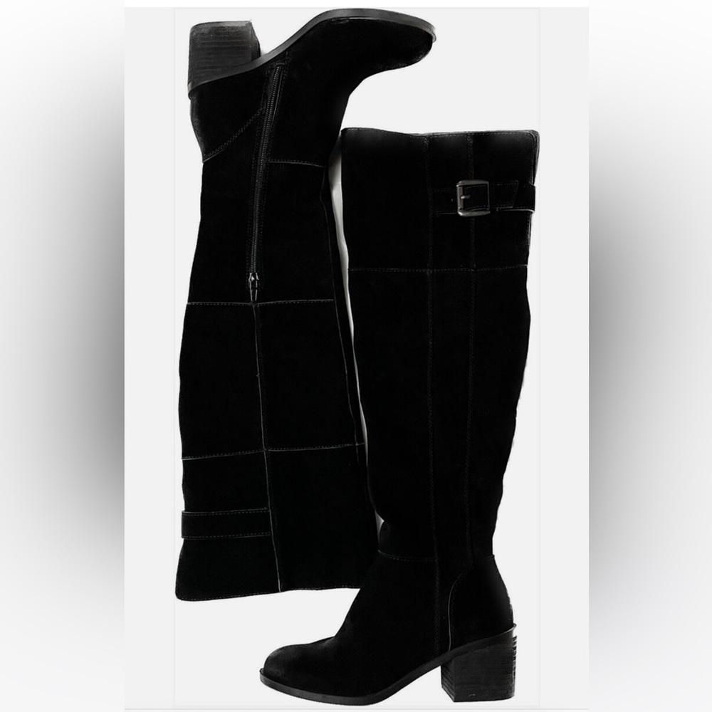 Crown Vintage Black Suede Over the Knee Boots